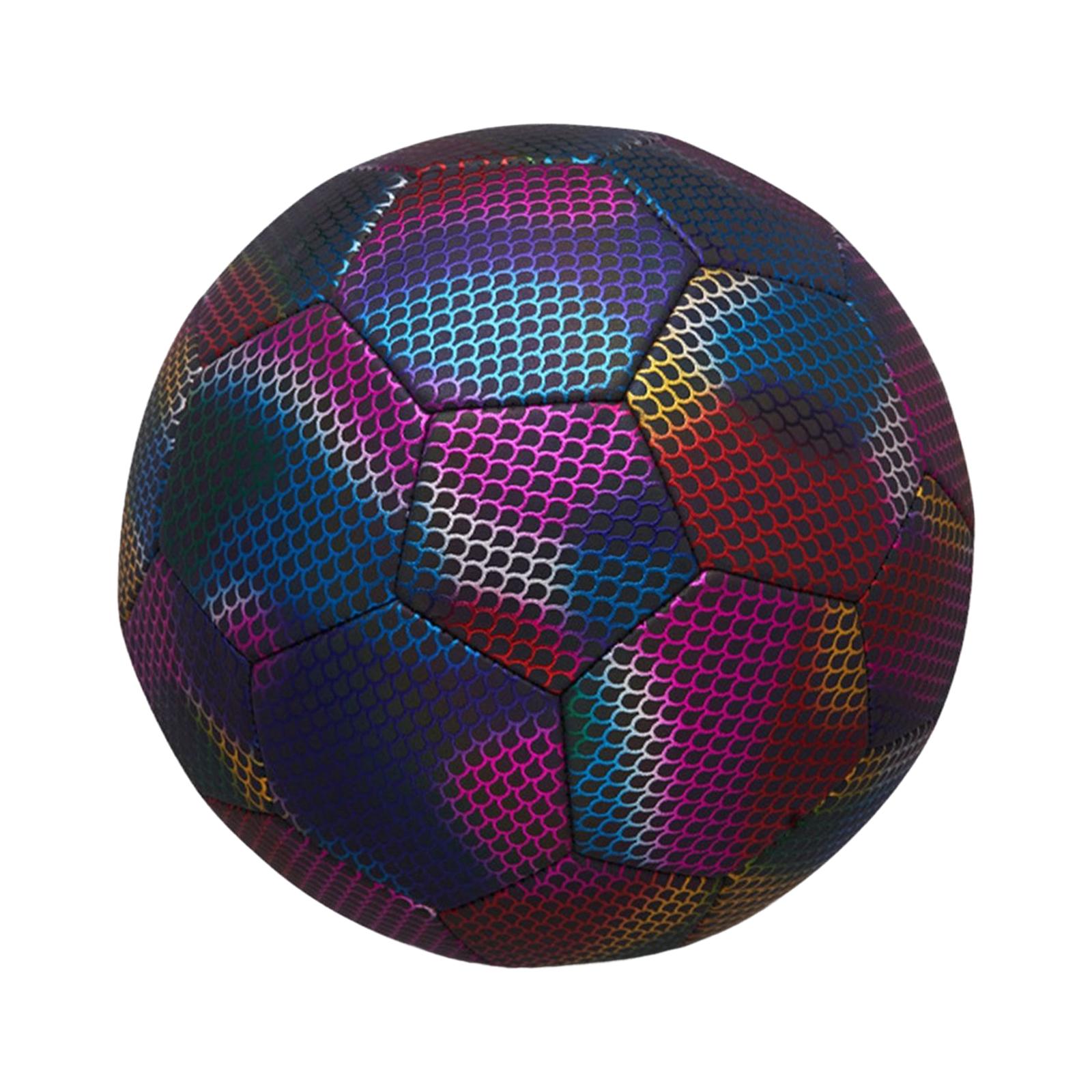 Glowing Reflective Soccer Ball Durable PU for Competition Training Child Water Droplet Size 5