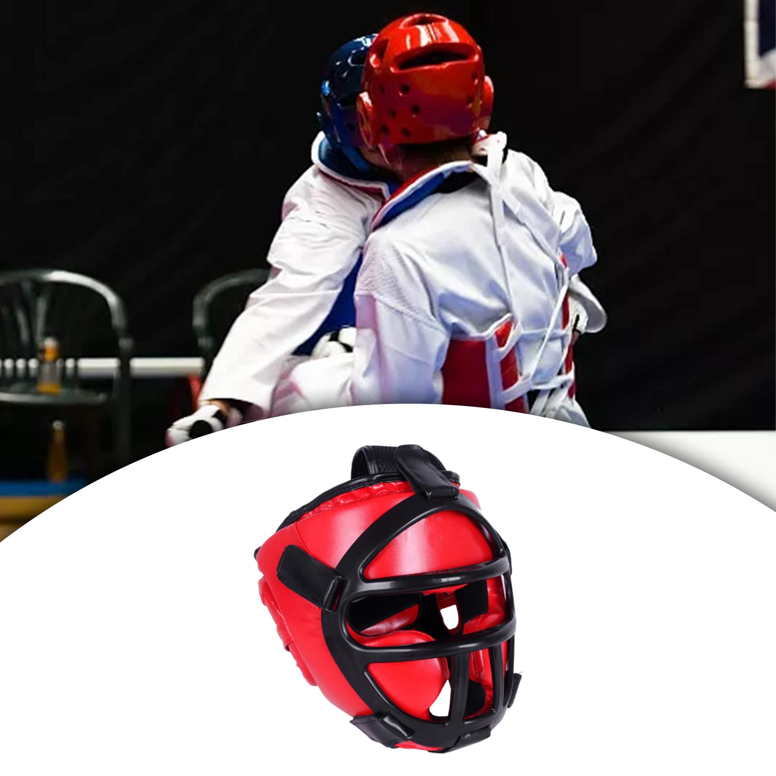 Boxing Headgear Unisex Portable Martial Arts Helmet Mma Muay Thai Karate Red of S