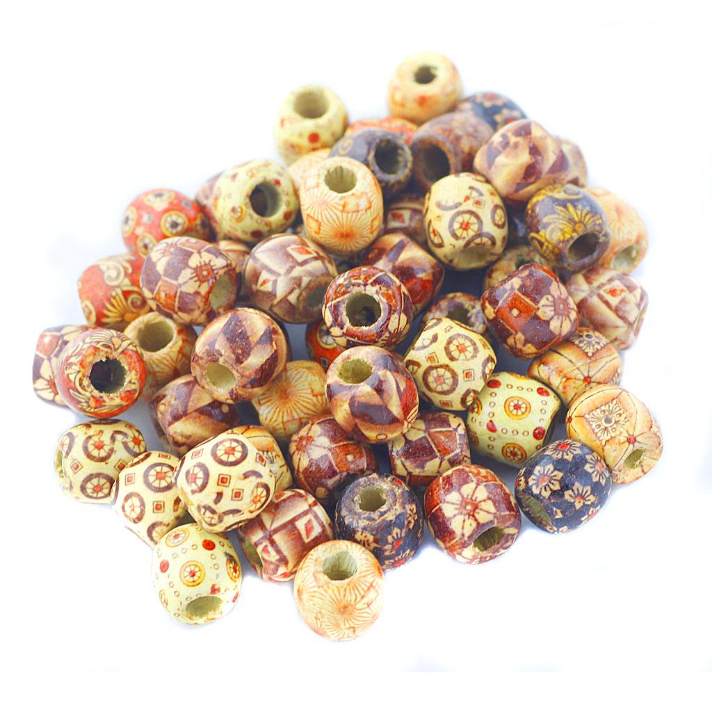 100pcs 17mm Mixed Round Wooden Beads for Jewelry Making Loose Spacer Charms