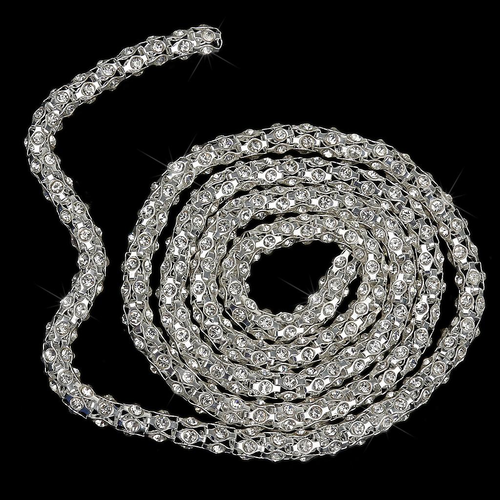 1Yard Round Rhinestone Chain Sewing Trims Craft Dress Decor Silver