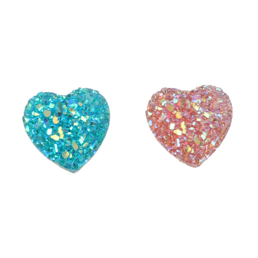 50PCS Mixed Resin Rhinestone Heart Flatback Embellishments for Scrapbooking