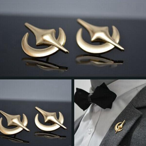 1x Unisex Gold Star Collar Brooch Pin Lapel Pin For Suit