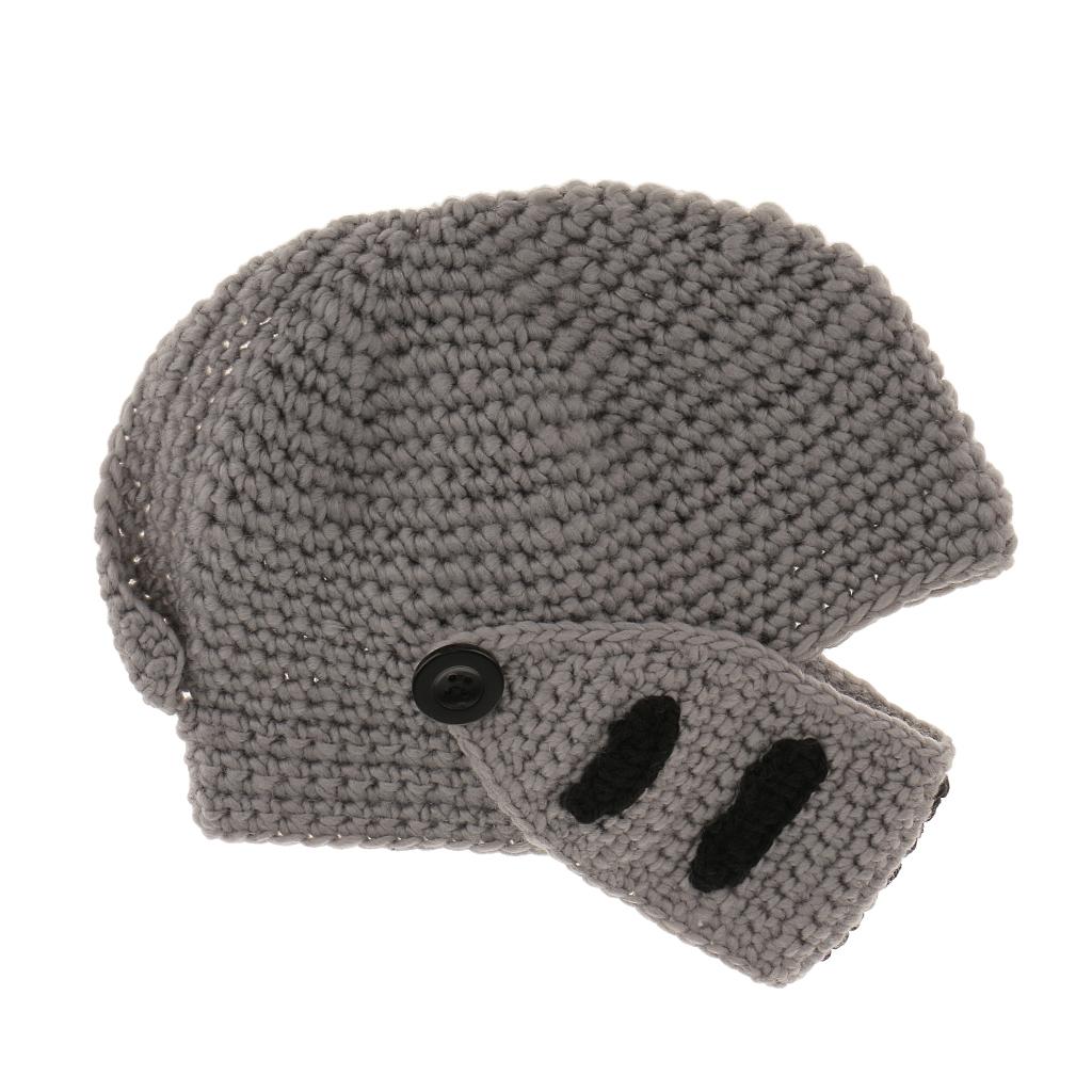 Roman Knight Helmet Visor Cosplay Knitted Beanie Hat Cap Wind Mask 3-7Y