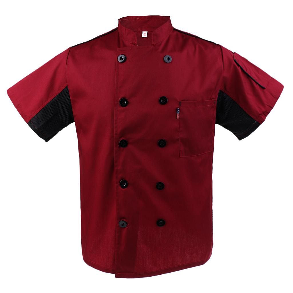 Five Star Short Sleeve Chef Jacket Chefs Coat Catering Uniform for Mens Womens 