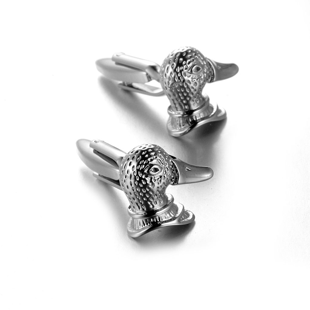 Men Fancy Shirt Cufflinks Duck Mallard Shape Cuff Links Wedding Gift Silver 