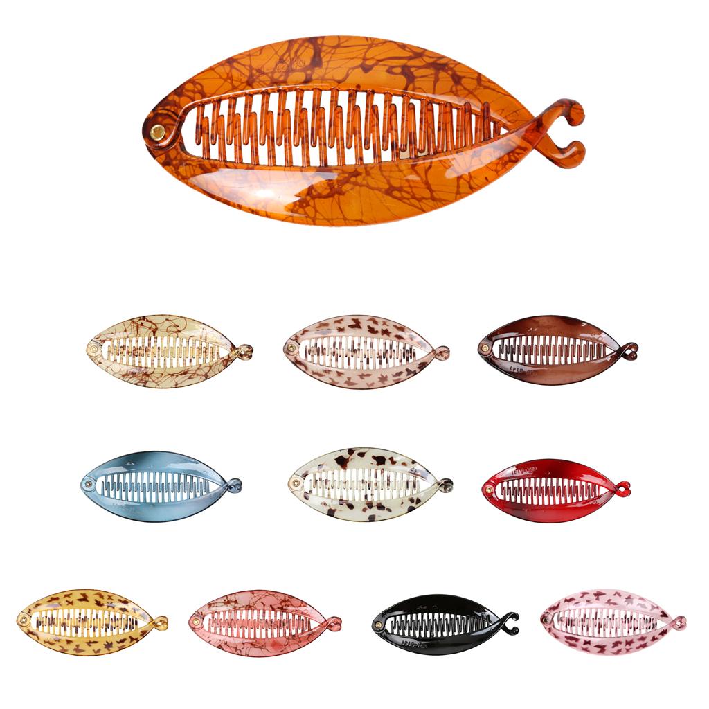 4xWomens Resin Hair Claw Tail Fish Clip Gray