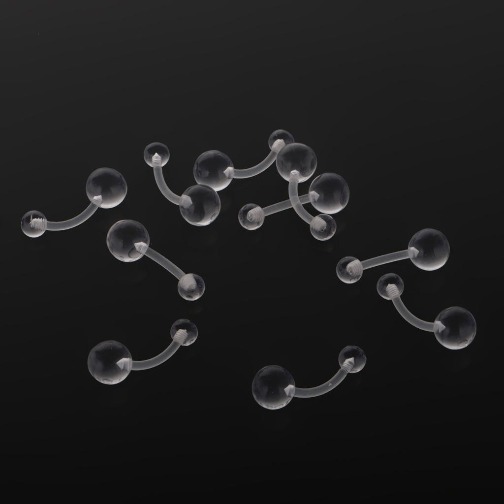3x10 Pieces Clear Acrylic Navel Button Belly Ring Bar Body Piercing Jewlery 