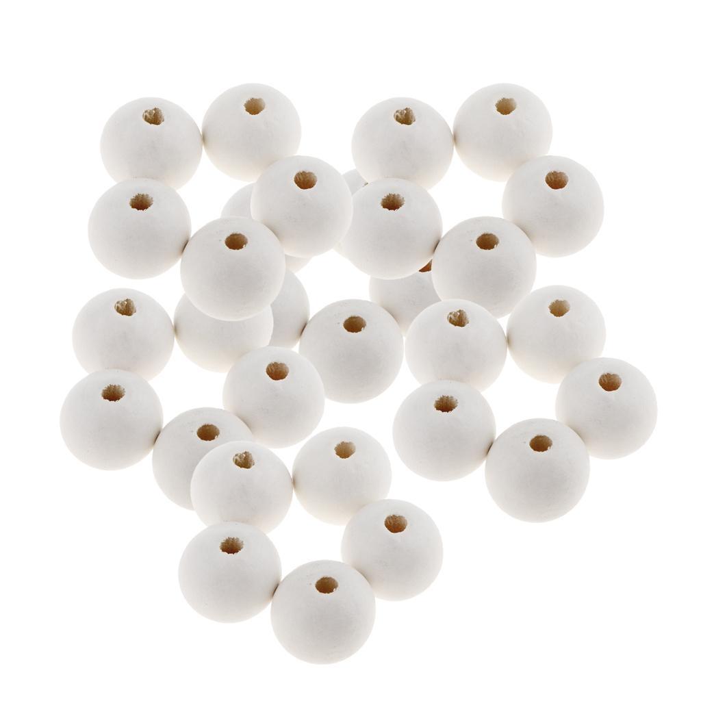 30pcs Small Round Wood Beads Spacer 14mm Spacer Balls with Hole DIY ...