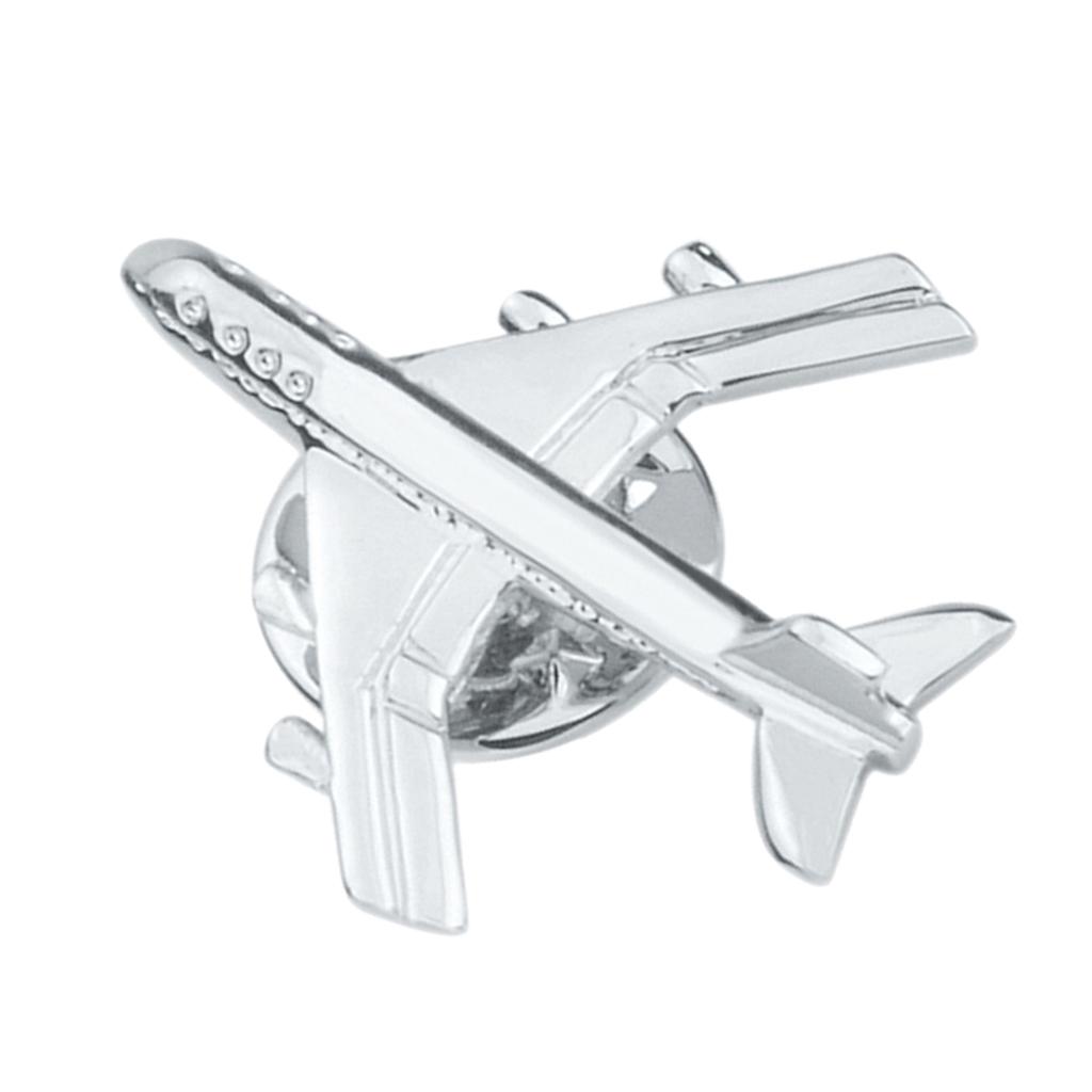 6xMens Fashion Silver Airplane Button Collar Clip Brooch Pin Jewelry Gift