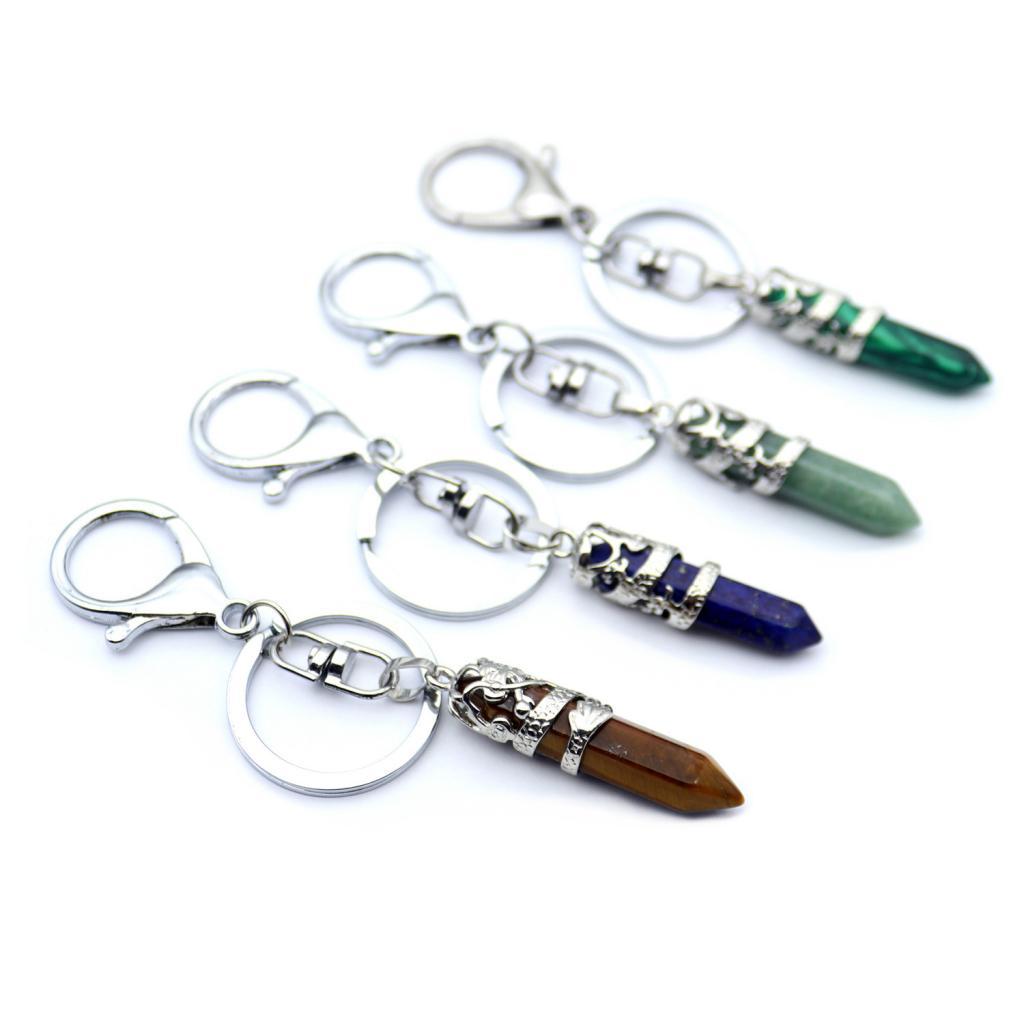 3xFashion Hexagonal Dragon Crystal Quartz Keychain Key Chain  Blue