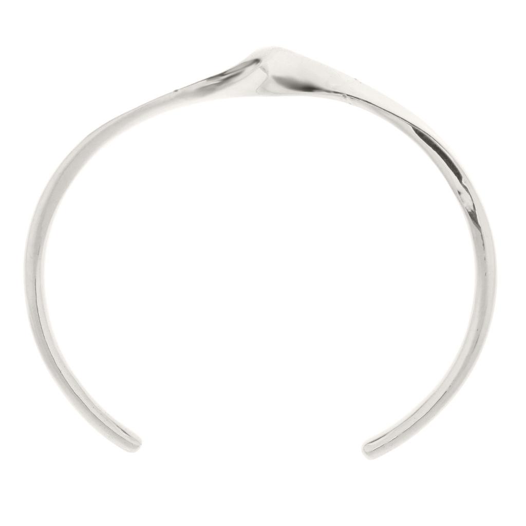 Modern Exaggerate Open End Cuff Wave Shaped Bracelet 6cm Silver