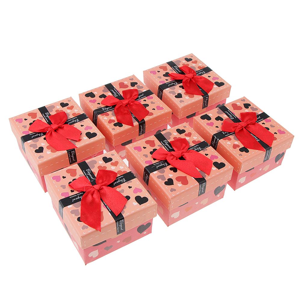 6pcs Cardboard Paper Bowknot Jewelry Gift Box Watch Ring Storage Cases Type1