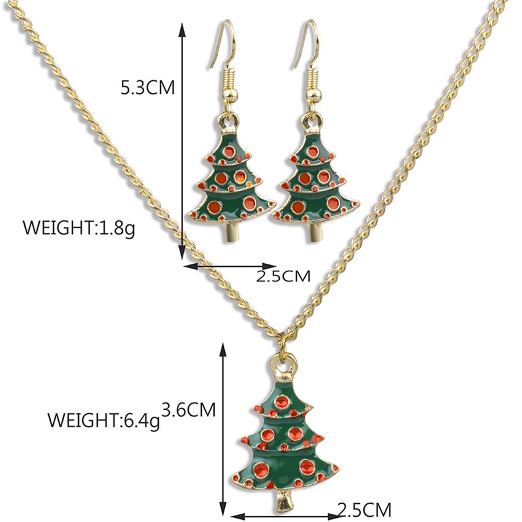 Christmas Themed Necklaces Earrings Jewelry Set Kids Gift Xmas Tree