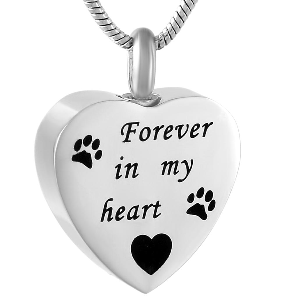 Stainless Steel Heart Cremation Urn Ashes Necklace Forever ion My Heart