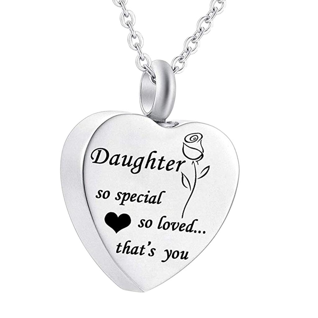 Waterproof Stainless Steel Heart Cremation Keepsake Urn Necklace Daughter