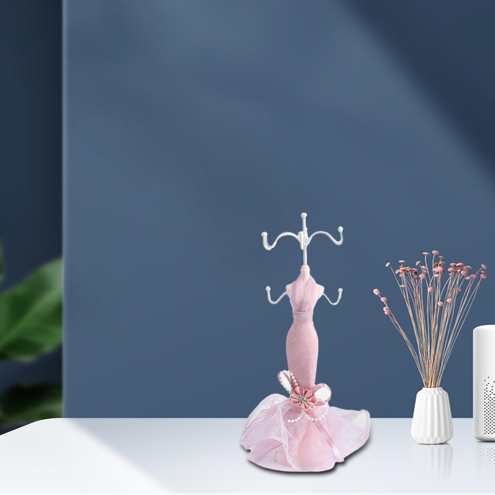 Elegant Evening Dress Lady Mannequin Hook Jewelry Organizer Display Showcase Pink 1