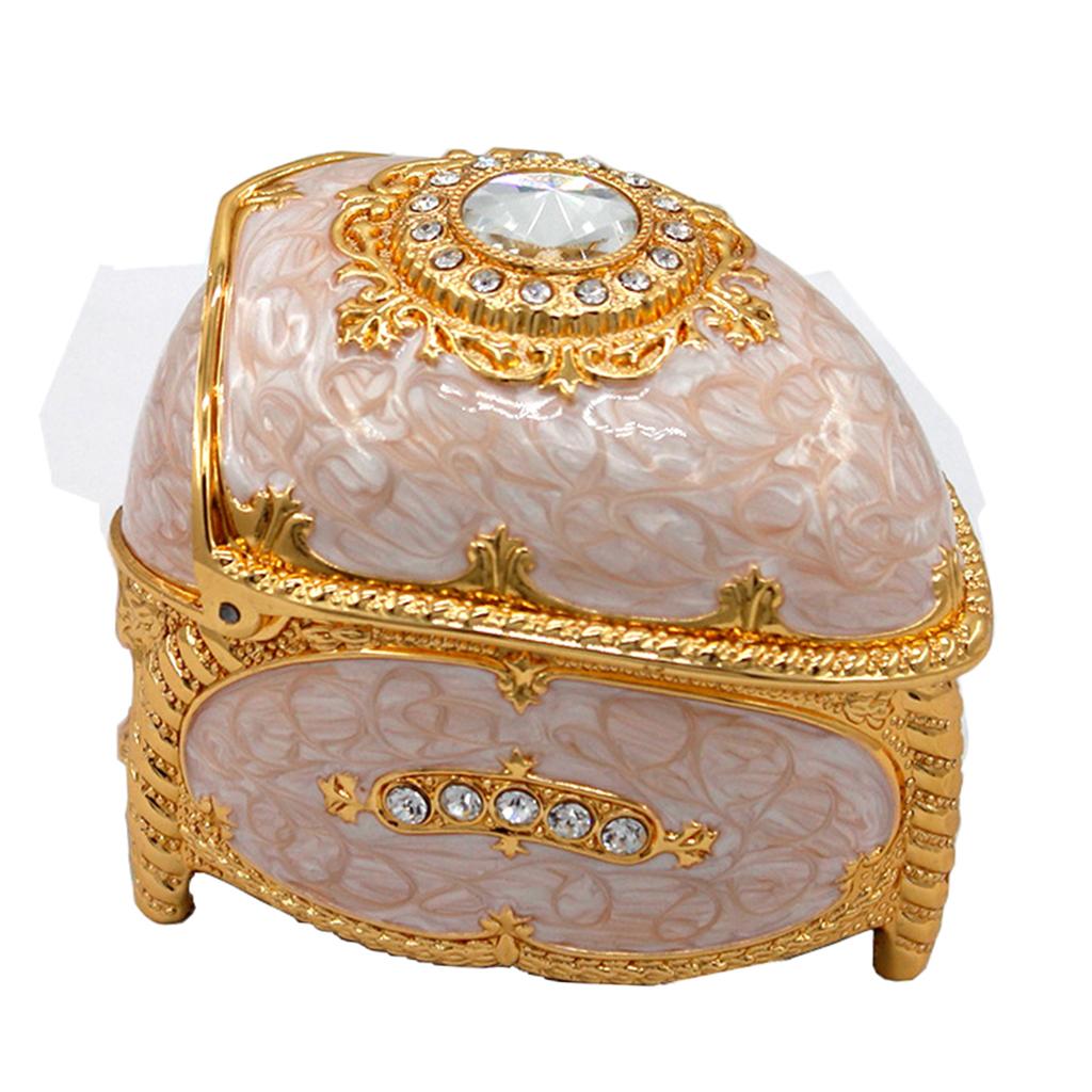 Zinc Alloy Treasure Chest Trinkets Jewelry Box Antique Case Gold 