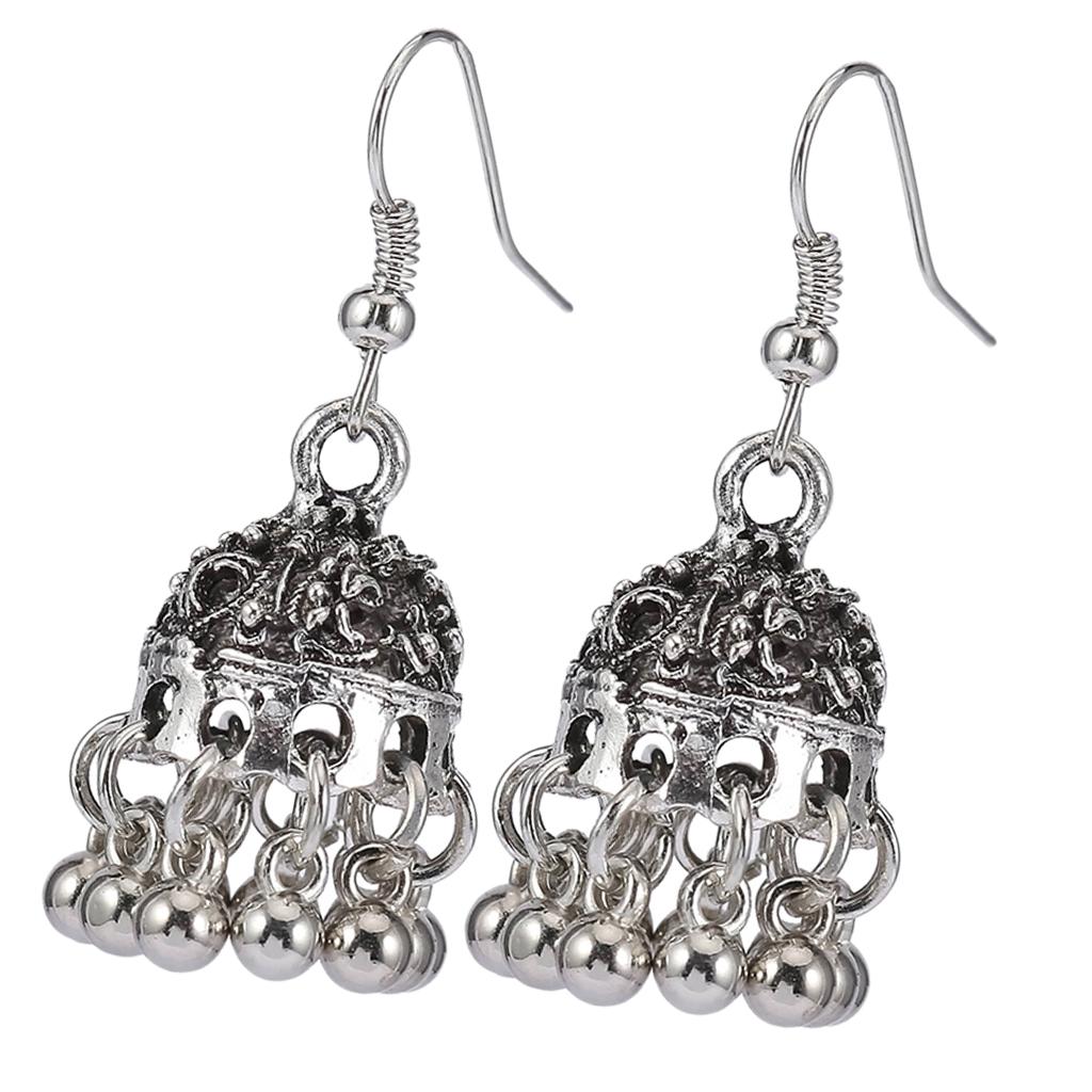 Jhumka Jhumki Earring Women Boho Bell Tassel Ethnic Tribal Gypsy Earring Silver