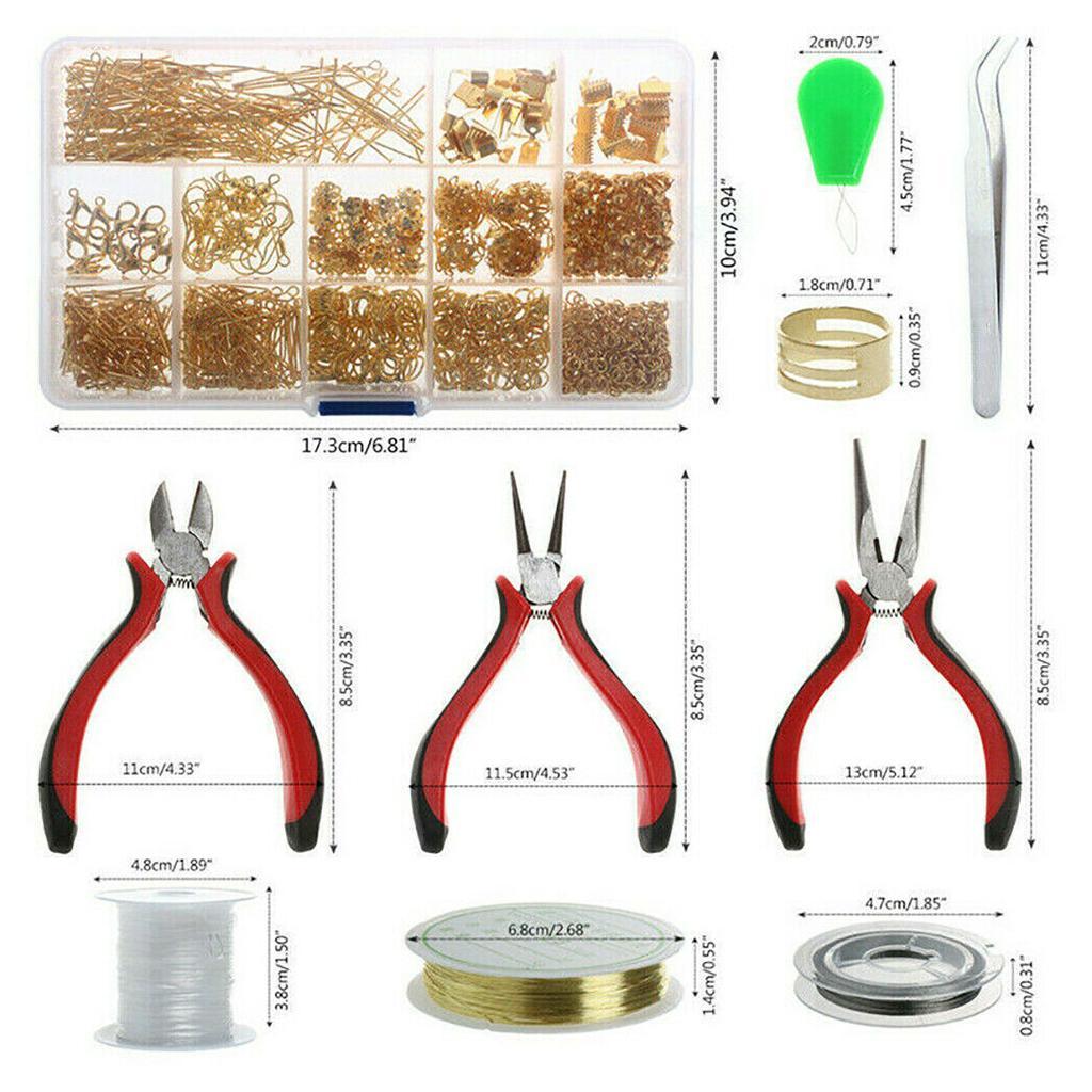 Jewelry Making Tools Supplies Kit w/ Wires & Findings  Golden