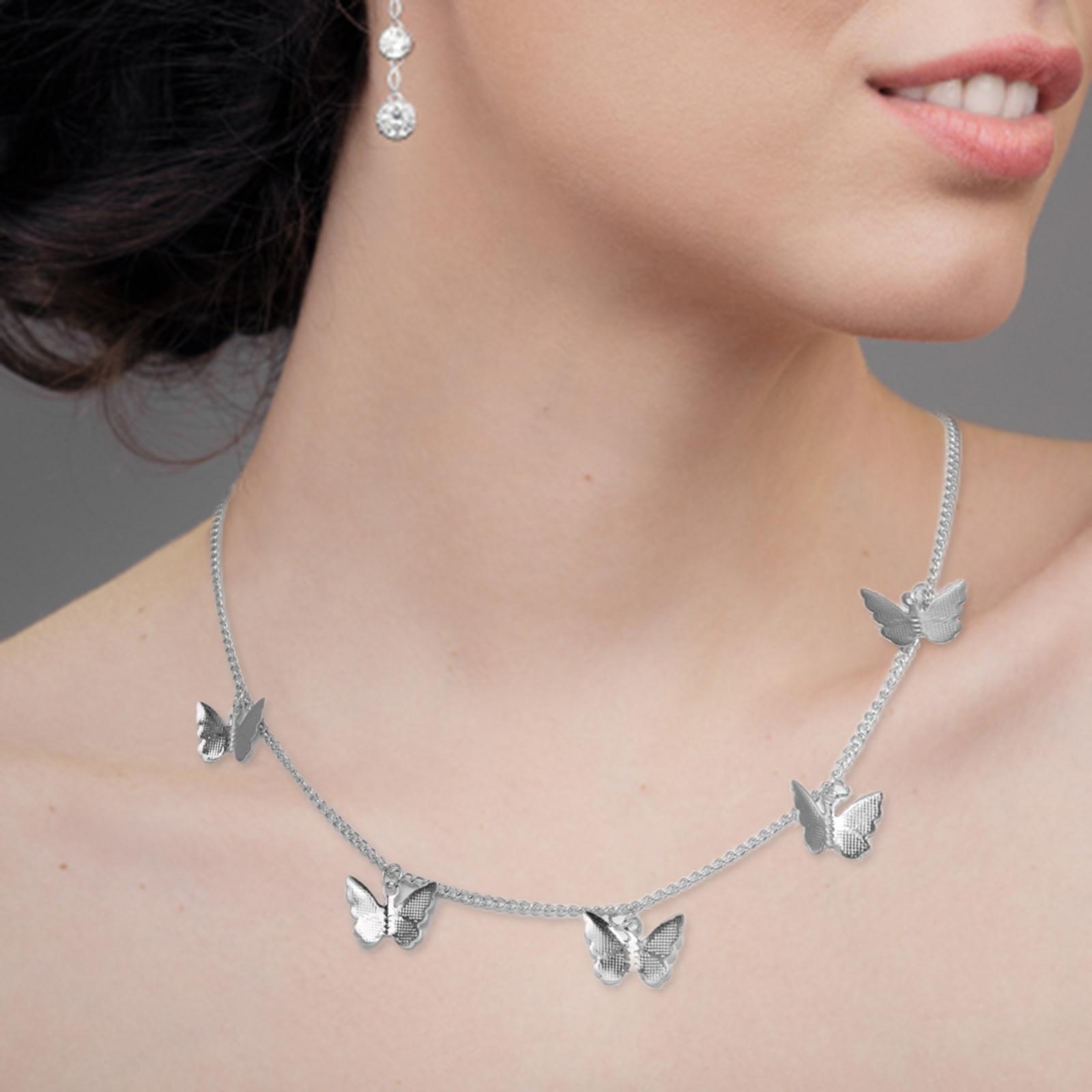 Butterfly Necklace Classic Romantic Pendant for Daughter Christmas  silver