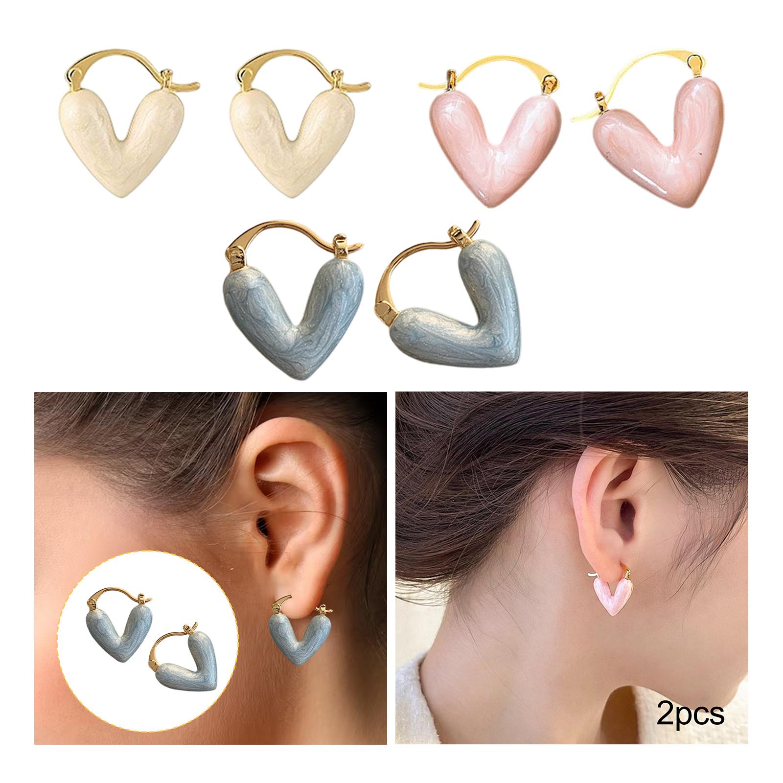 6xHeart Shape Girls Earring Stud Drop Earrings Jewelry Lightweight Accessories White
