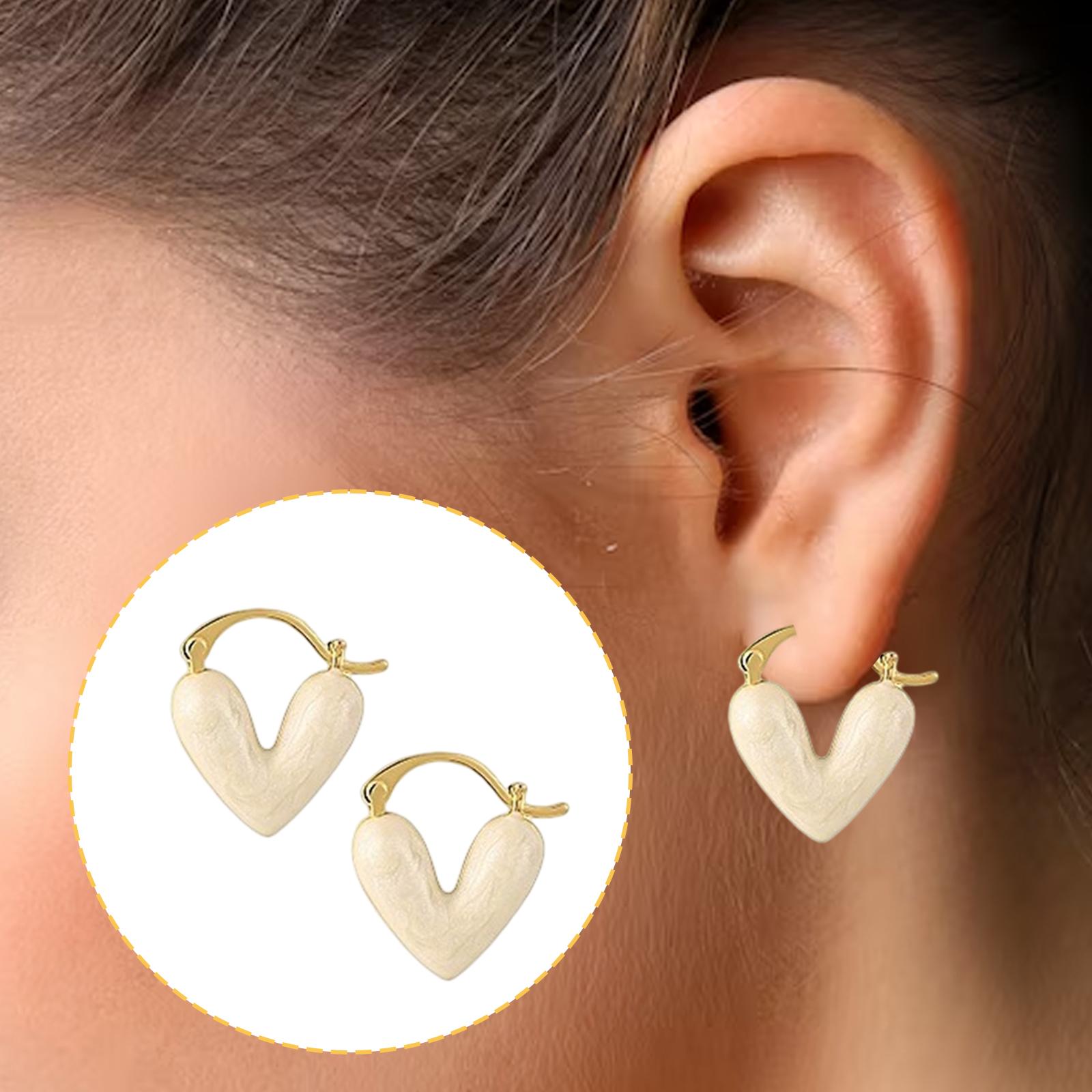 Heart Shape Girls Earring Stud Drop Earrings Jewelry Lightweight Accessories White