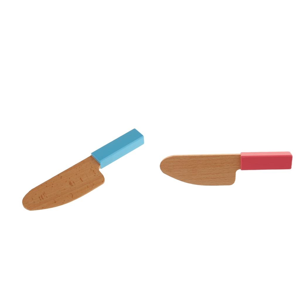 2xWooden Mini Knife Kid Kitchen Pretend Play Toy Gift Pink