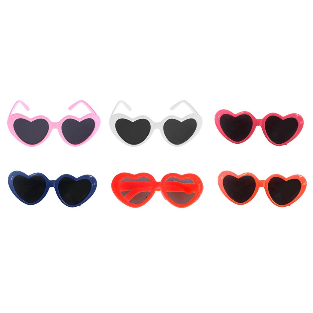 Cute Heart Frame Glasses Sunglasses for 18inch White & Pink