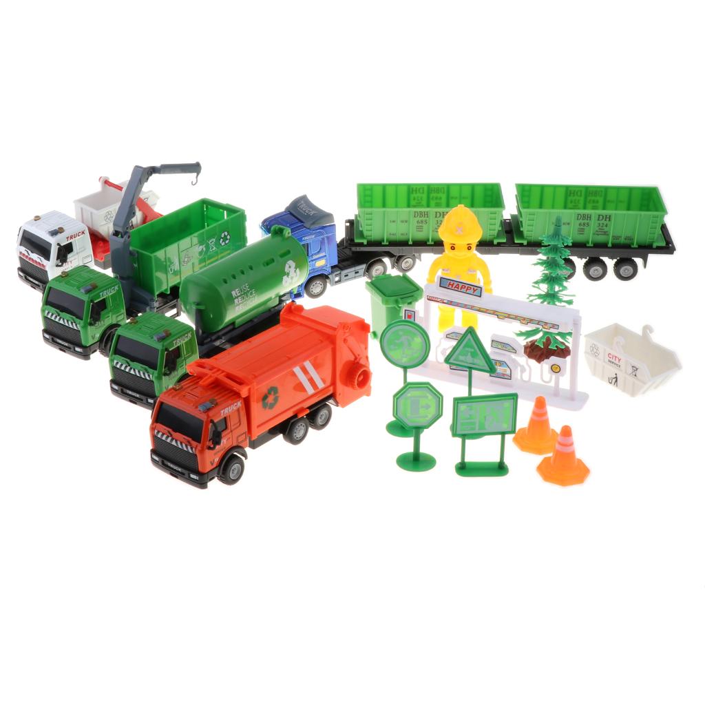 Die-cast Alloy Pull Back Engineering Truck Car Model Toy Sanitation Vehicle