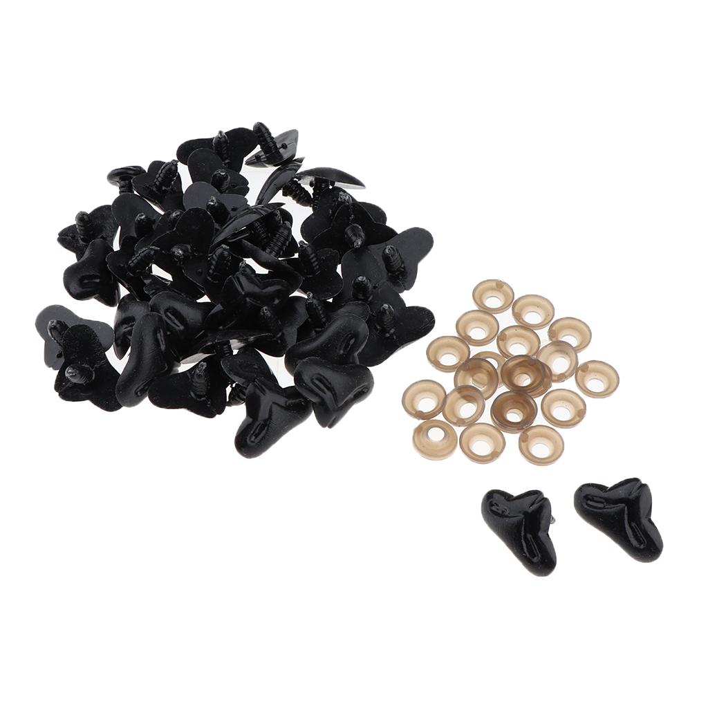 100 Pieces DIY Triangle Safety Nose with Washers for Bear Doll 12x17mm Black