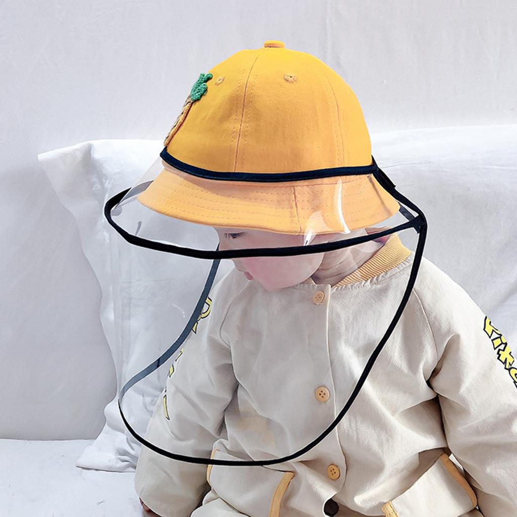 Baby Double Protection Hat with Face Cover Dustproof Anti-Spitting yellow-S