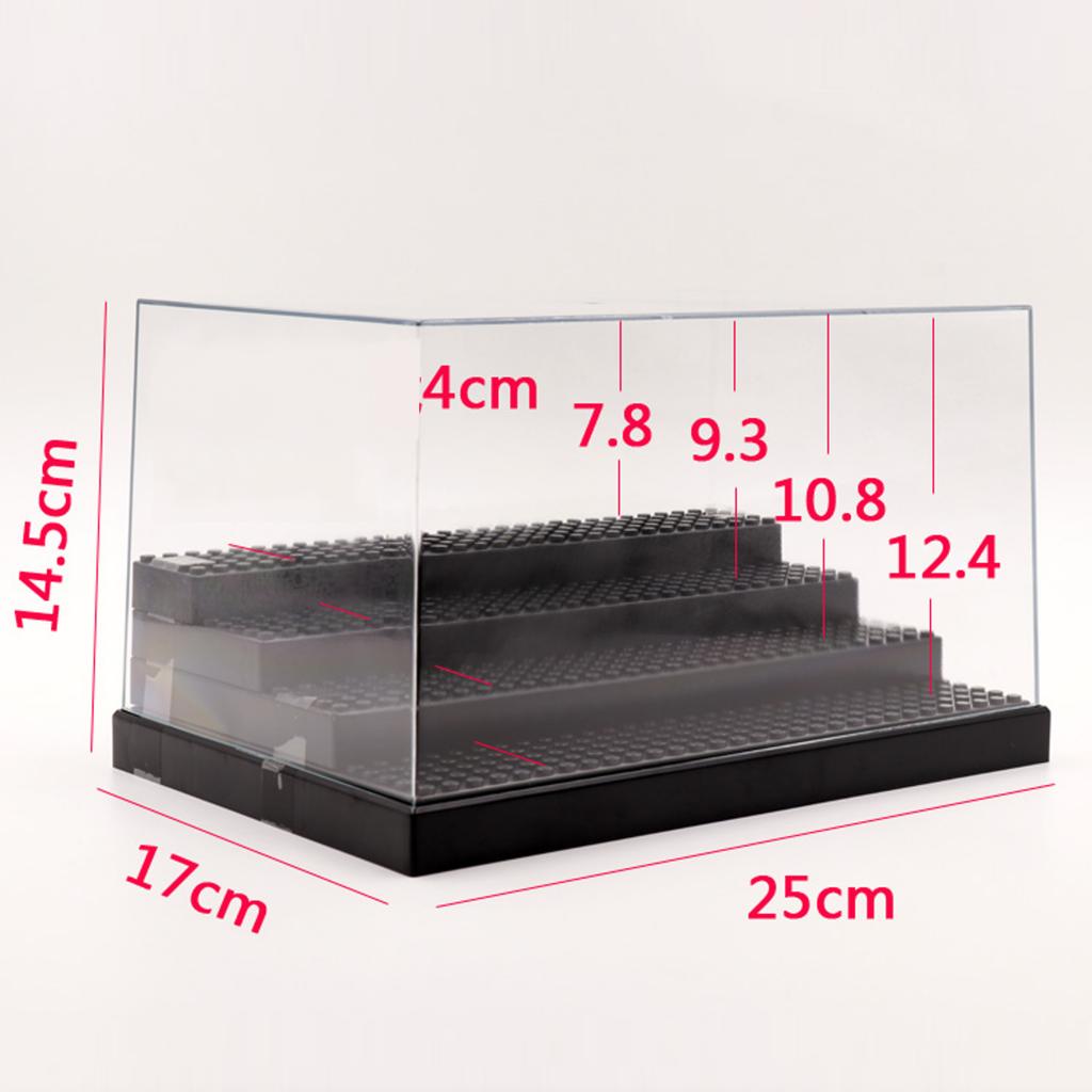 Large 4Step Acrylic Anti-dust Display Case fit Figures Doll black