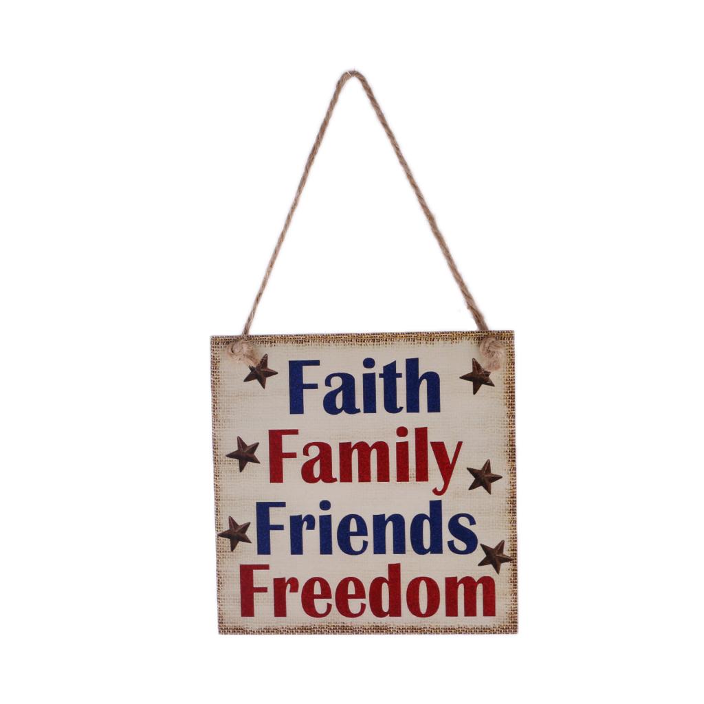 Wooden Hanging Plaque American Usa Patriotic Sign Home Wall Decor