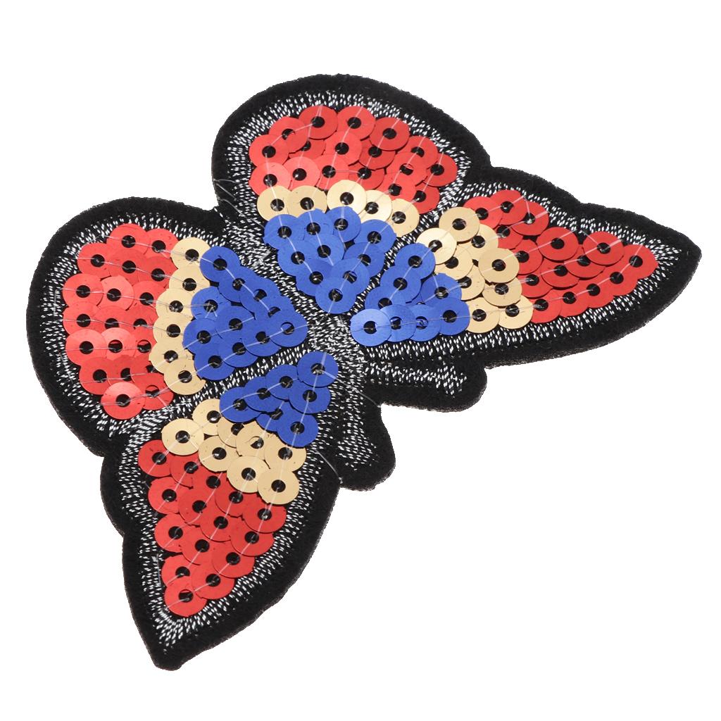 6pcs Butterfly Applique Sequin Sew Clothes Bag DIY Hairband Embroidery Patch