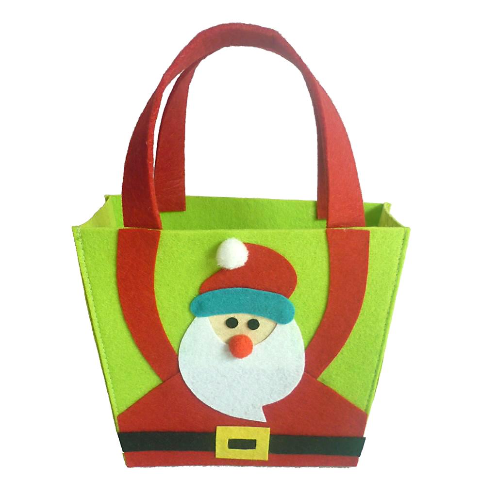 Christmas Gift Candy Bags Fabric Santa Snowman Tote Bags Xmas Holiday Gift