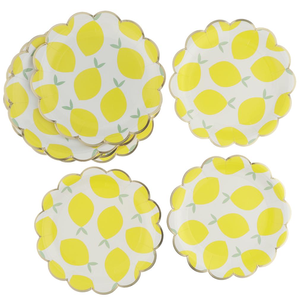 8pcs Lemon Paper Plates Birthday Party Baby Shower Tableware DIY  9 inch