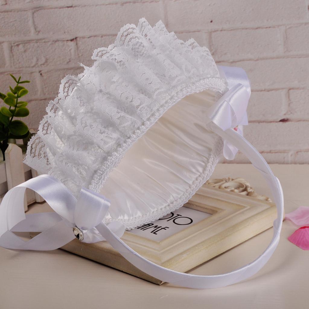 Lace Ribbon Fresh Sweet Romance Flower Basket Flower Girl Basket White