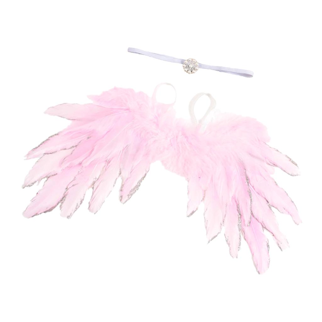 Feather Wings Baby Newborn Infant Headband Angle Lovely Custom Part Pink