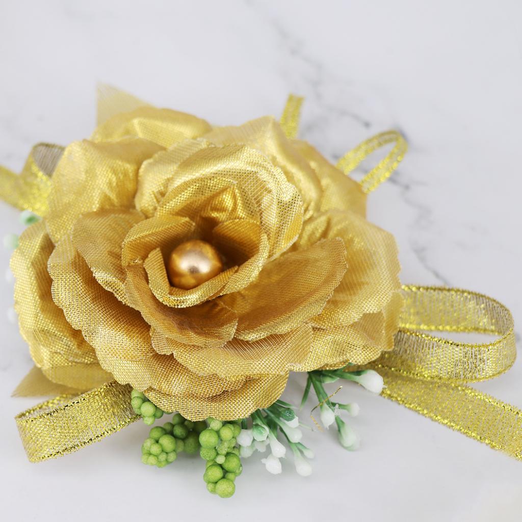 Gold Blumen Korsage Armband Armreif für Hochzeiten Brautjungfer Mädchen 