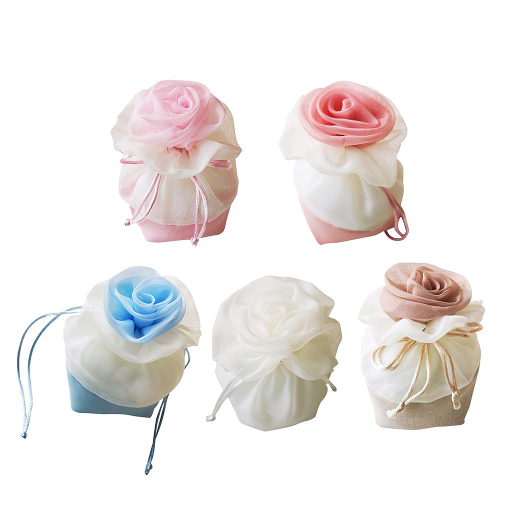 Chinese Style Candy Bag Flower Gifts Pouch Drawstring Gift Bag Red