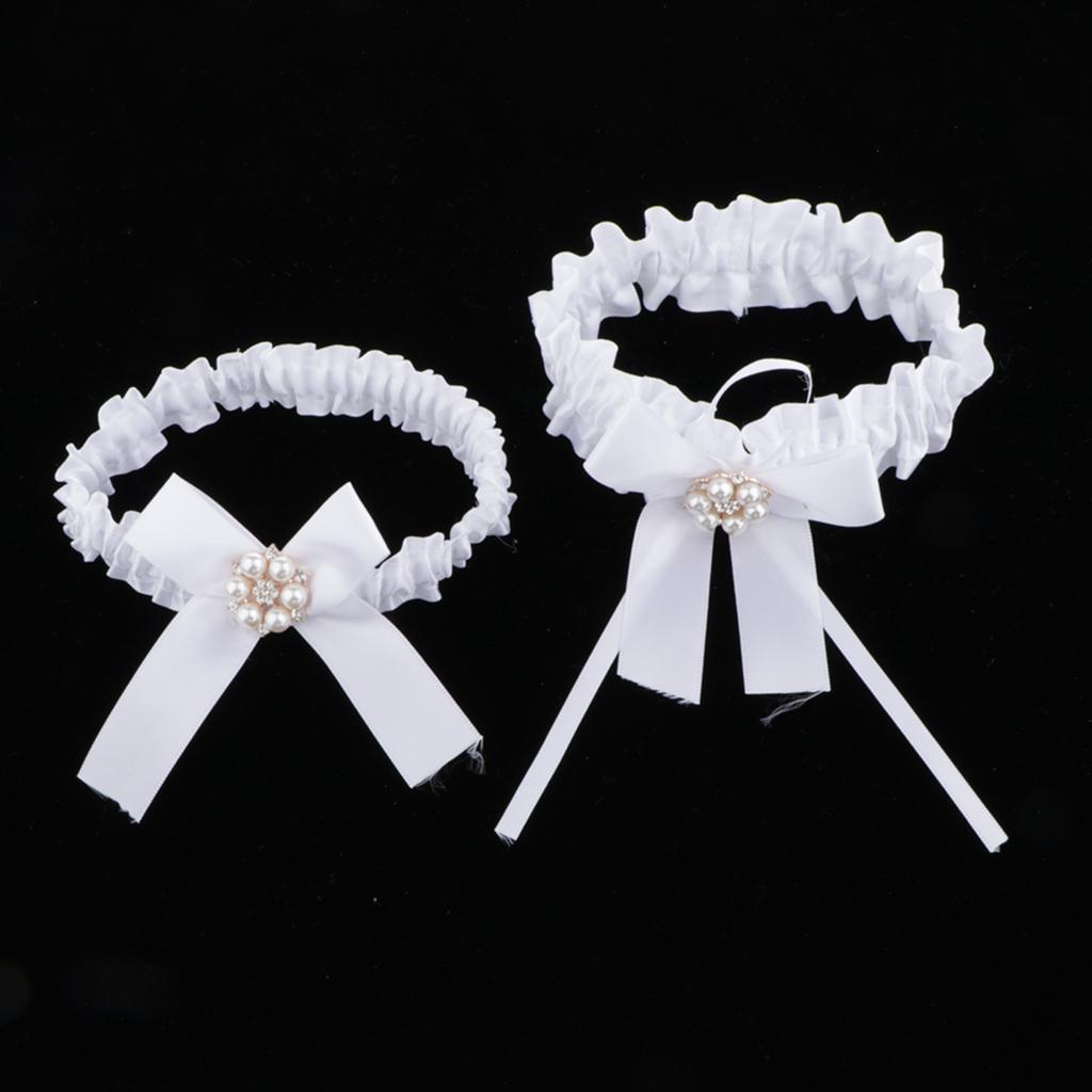 2 Piece Womens Lace Flower Leg Garter Belt Rings White