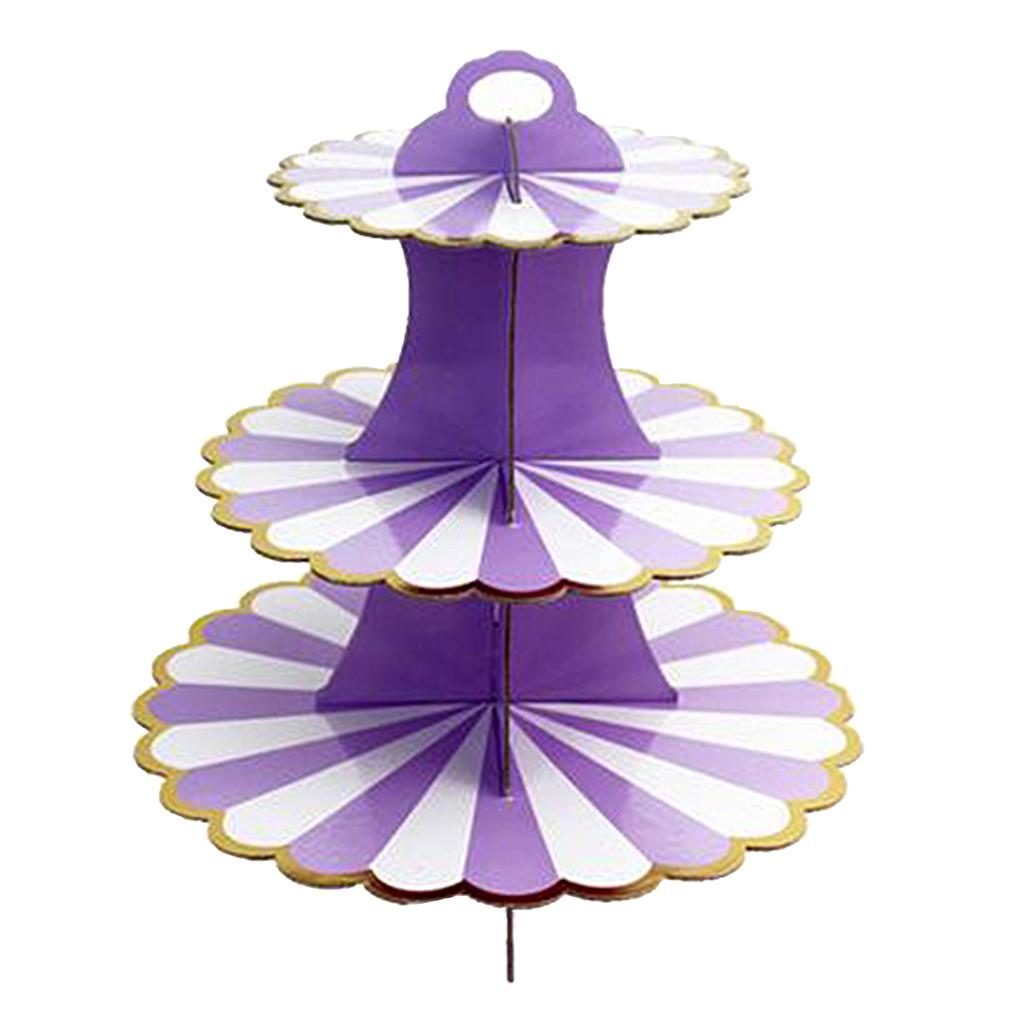 Cupcake Stand Dessert Serving Tray for Baby Shower Graduation Party Purple