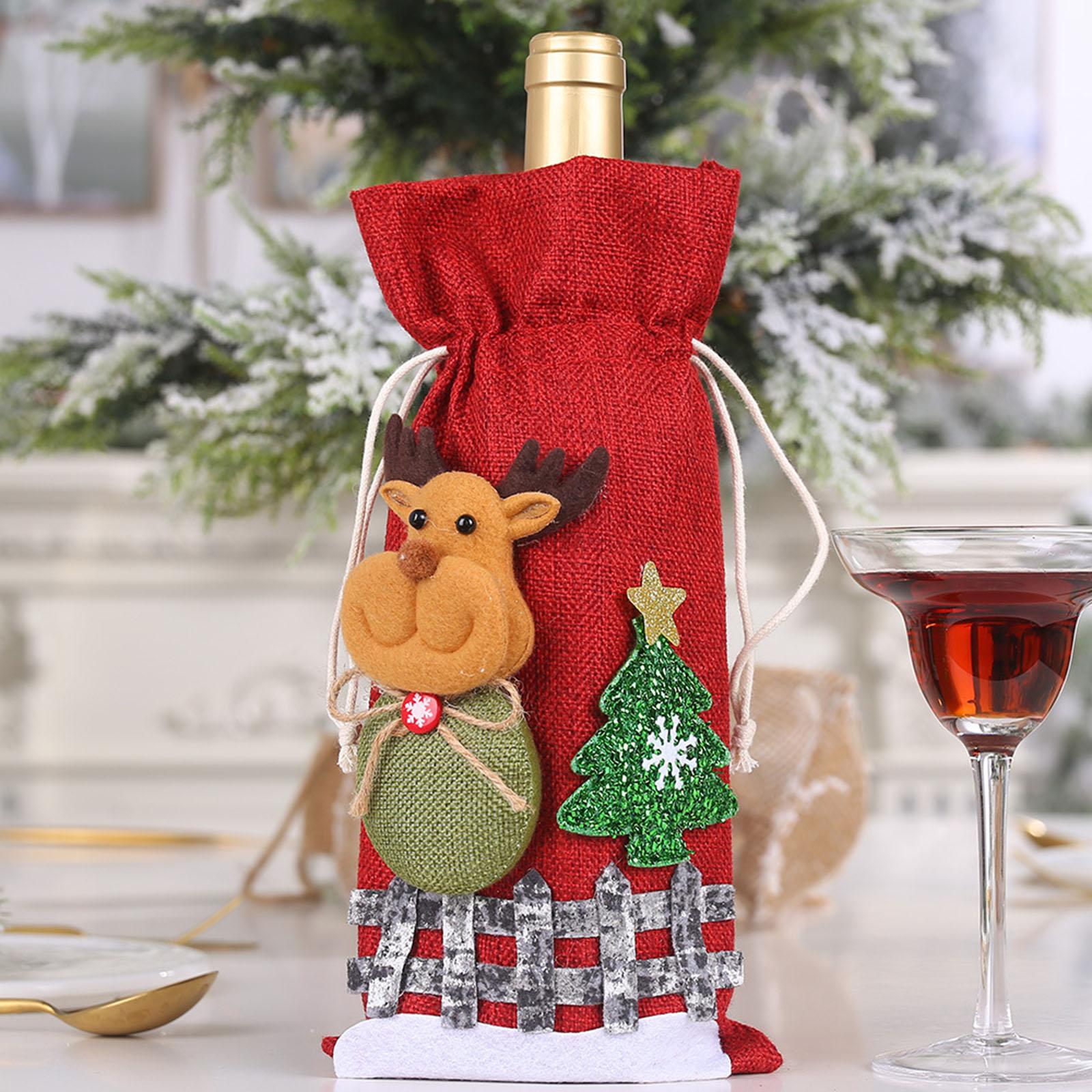 2x Christmas Bottle Gift Bags Washable Reusable for Housewarming Gift Home