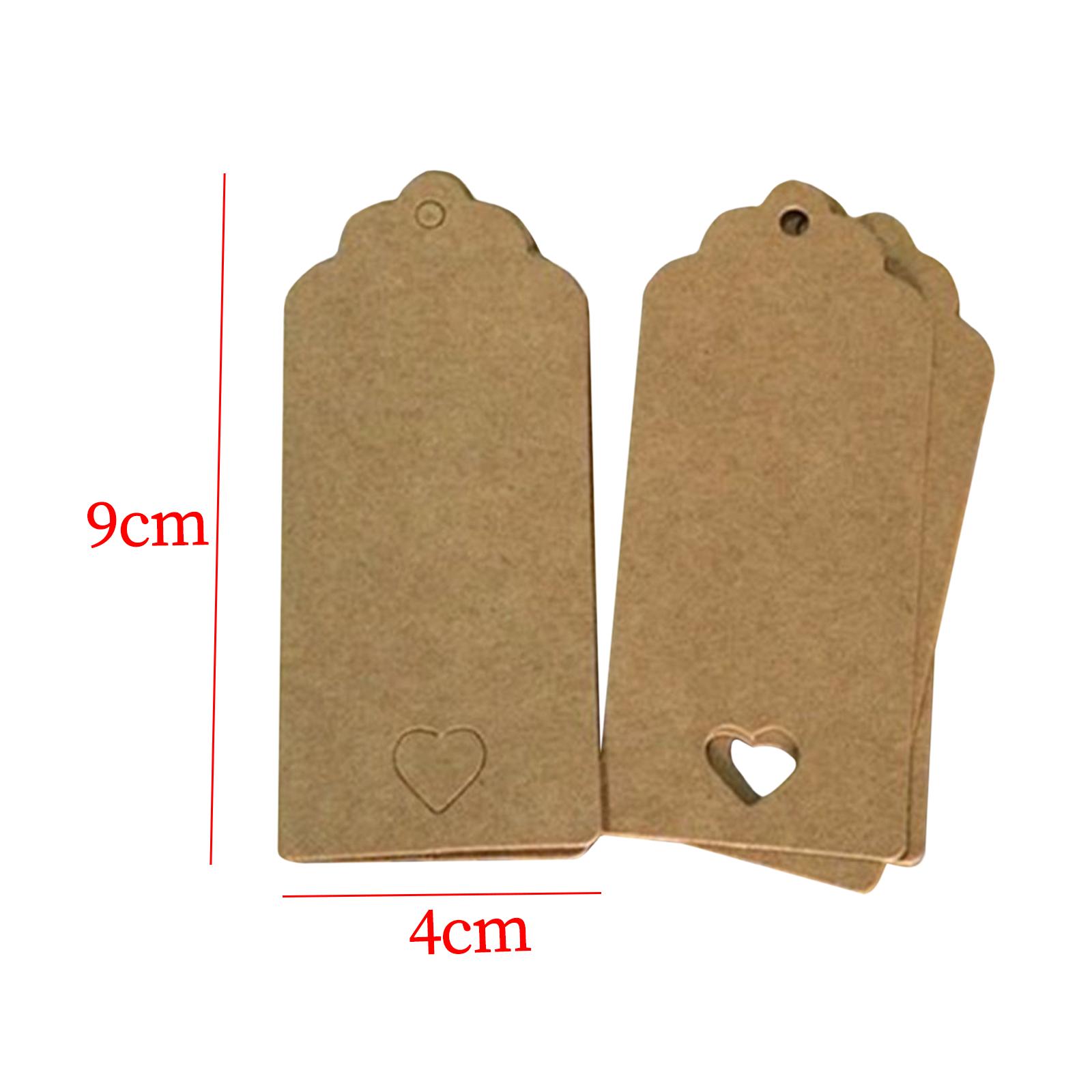 100x Heart Hollow Labels Rectangle Tear Resistant Practical for party Brown