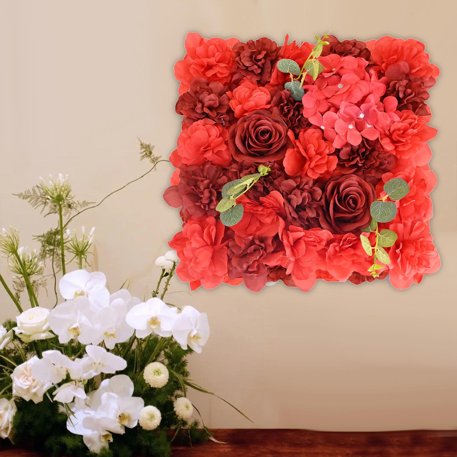 Artificial Flower Panel Rose Flower Backdrop for Wedding Event Home Red