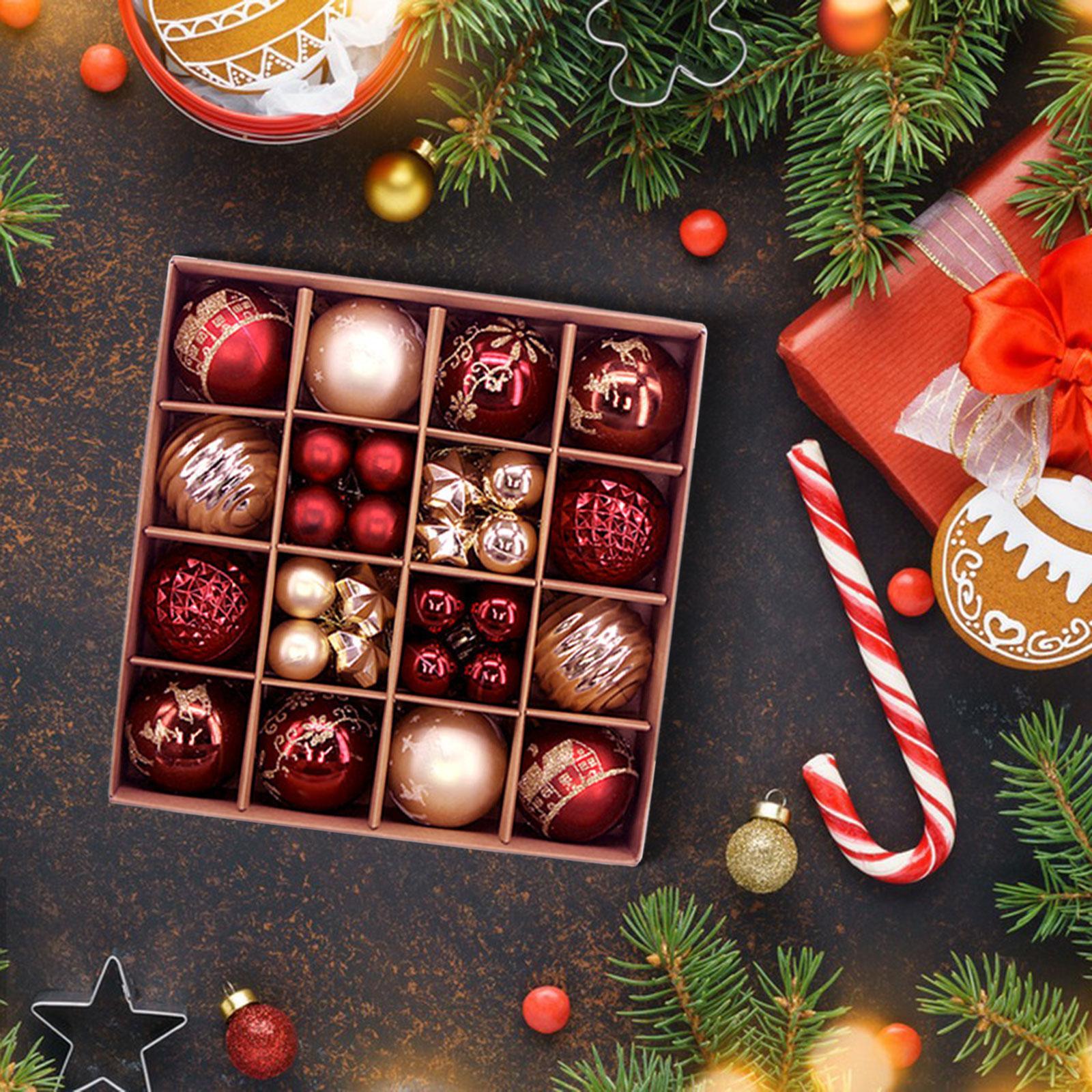 44Pcs Christmas Ball Ornaments Charm Pendants for Restaurant Hotel Birthdays Red