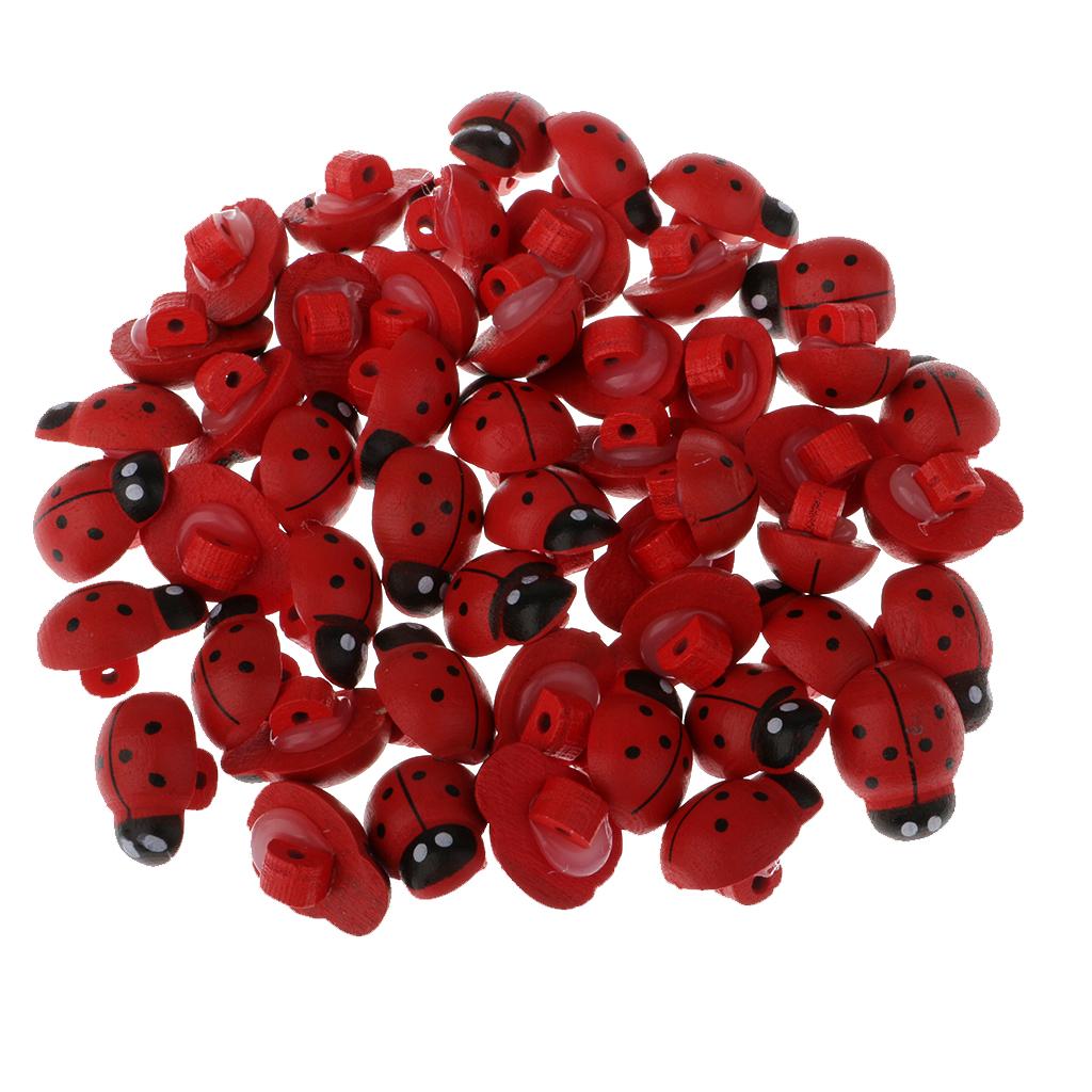 Ladybird Wooden Buttons Red