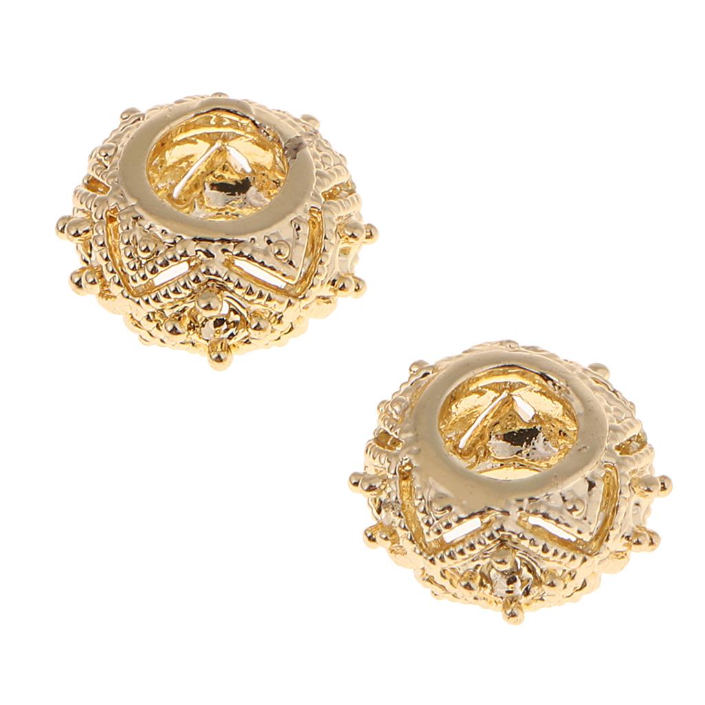 2pcs Gold Plated Hollow Filigree Spacer Loose Beads  11x6mm lotus 