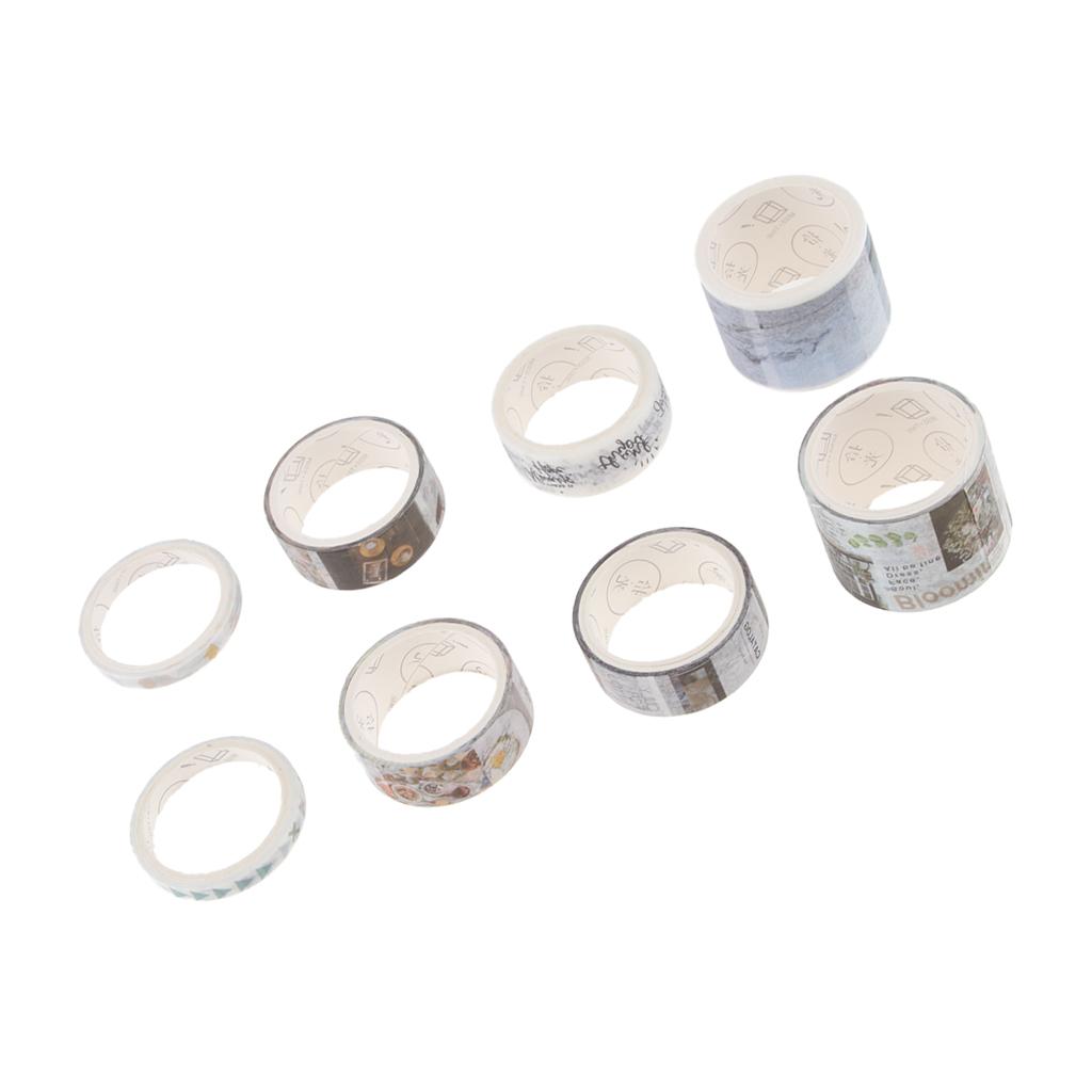 Set of 8 Rolls Paper Tape selfadhesive paper stickers  simple style