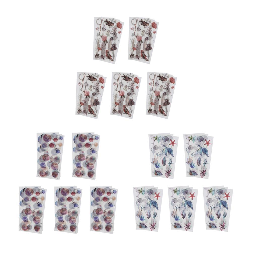 5Sheets PVC  Transparent Stickers Labels Self Adhesive Washi Stickers A